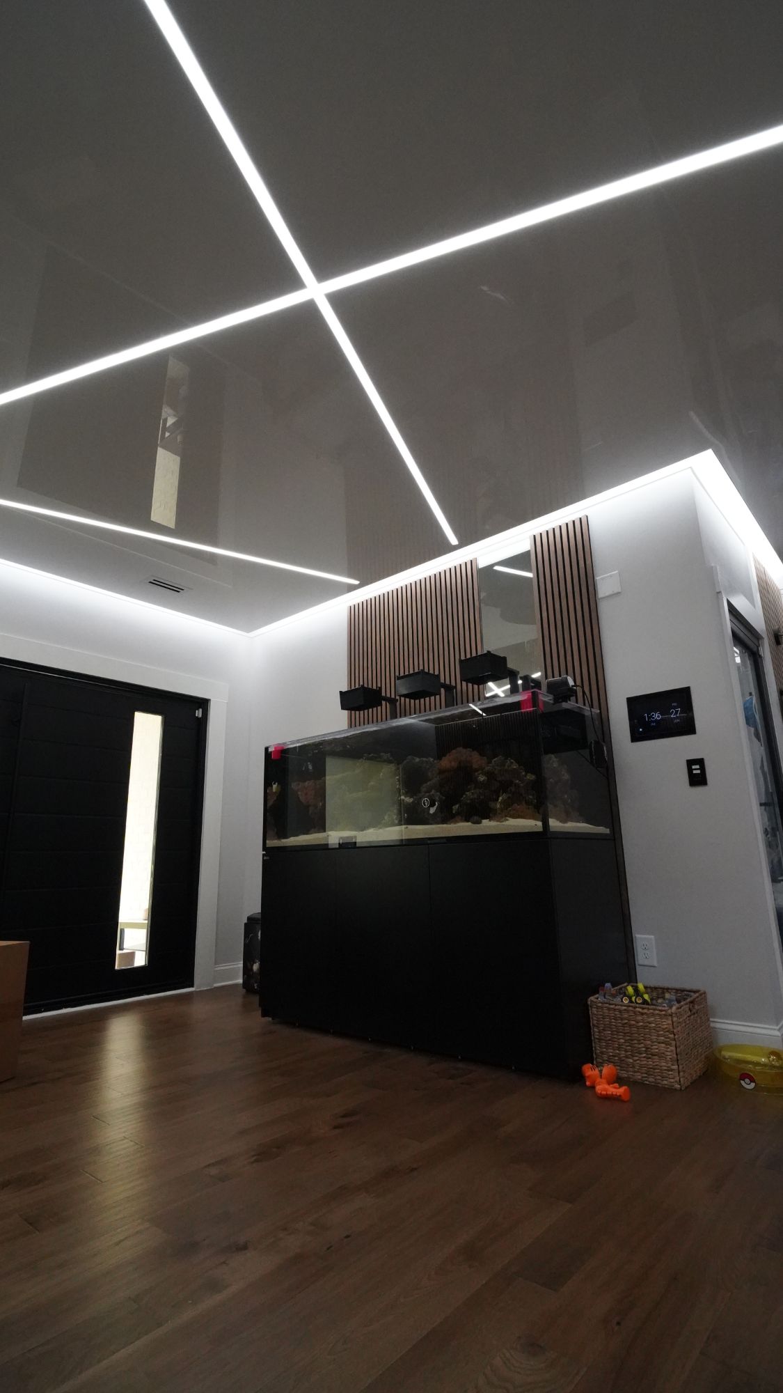 Glossy White Stretch Ceiling With LEDS