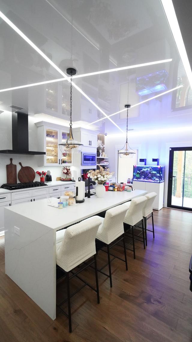 Stretch Ceilings — Glossy White Stretch Ceiling With LEDS