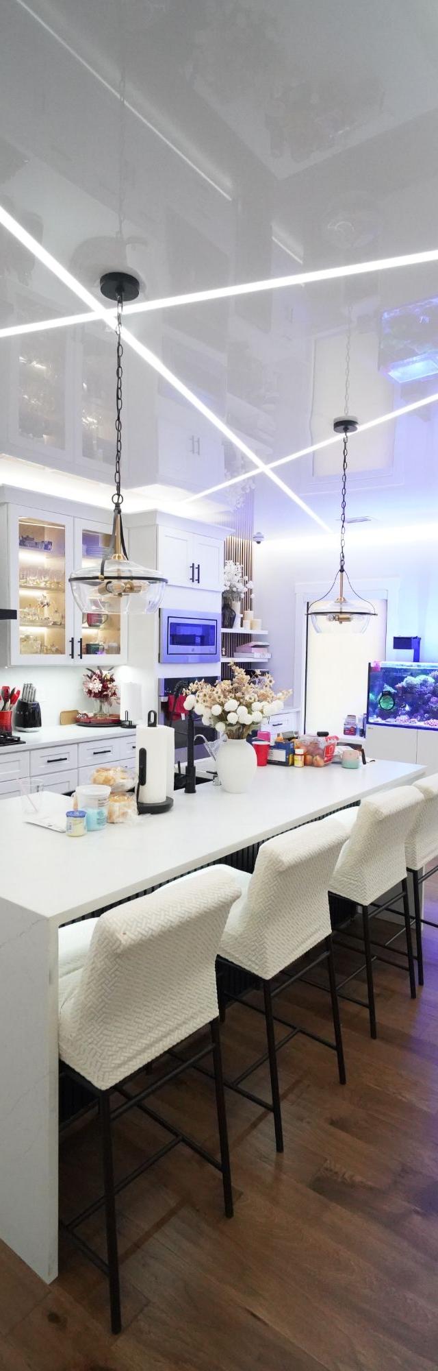 Stretch Ceilings — Glossy White Stretch Ceiling With LEDS