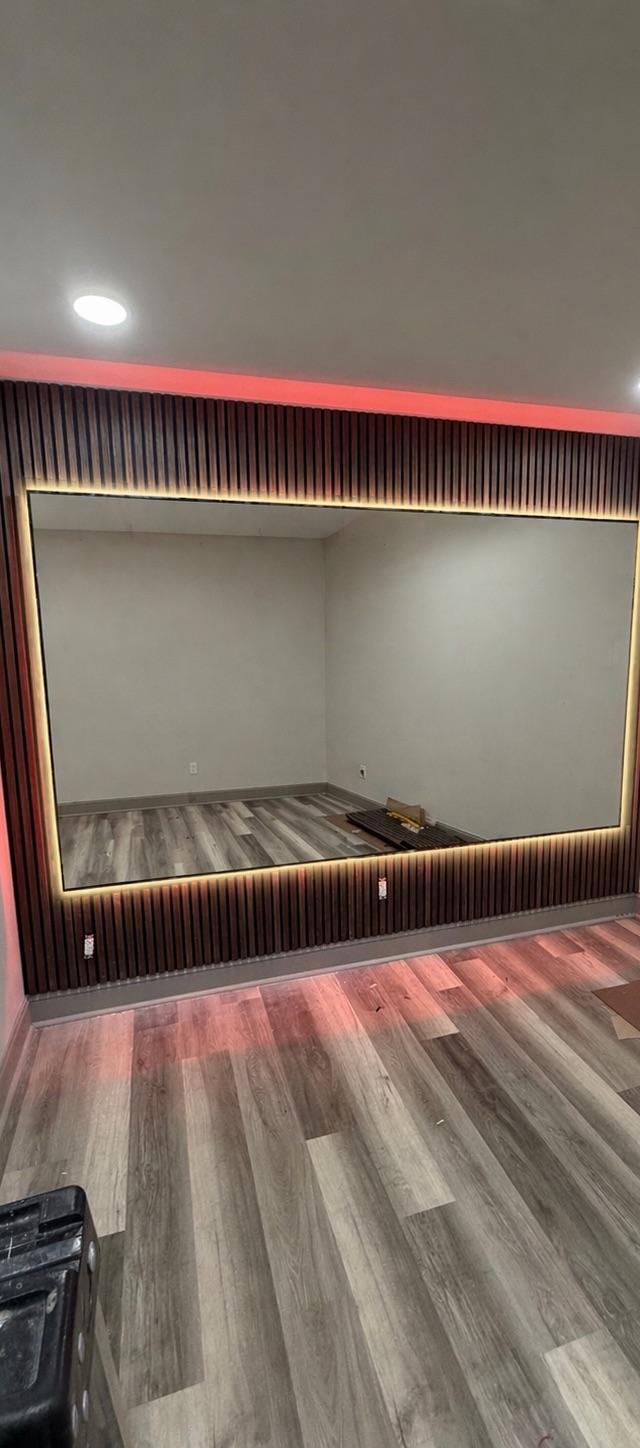 Interior Design — Slat Panel wall with Led Backlit Mirror